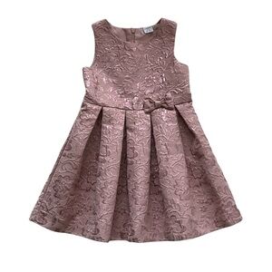 Pink Pleated A-line Sleeveless Jacquard‎ Fabric Dress